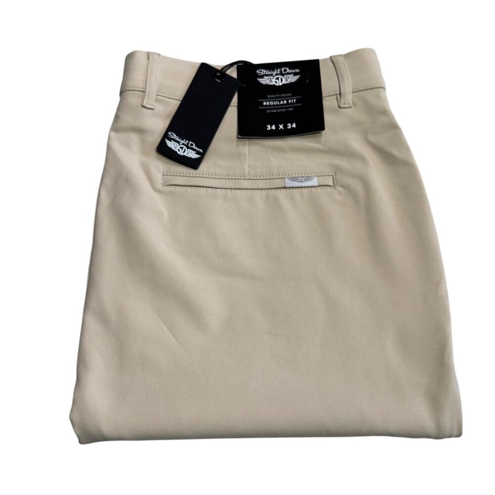 Straight Down Maverick Twill Golf Pants Cashew Tan 34x34 NWT 50144 Men’s Stretch